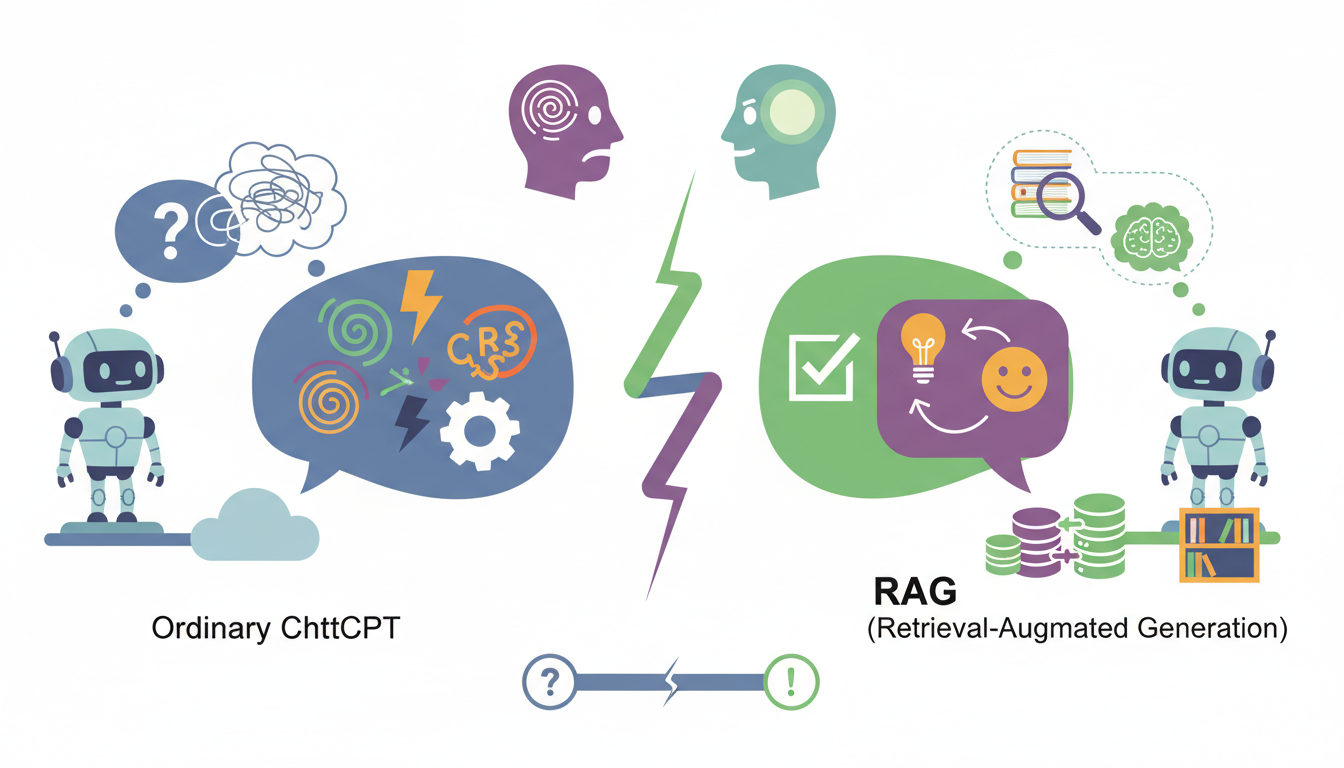 Иллюстрация к статье: RAG vs обычный ChatGPT: почему ваш бот отвечает ерунду
