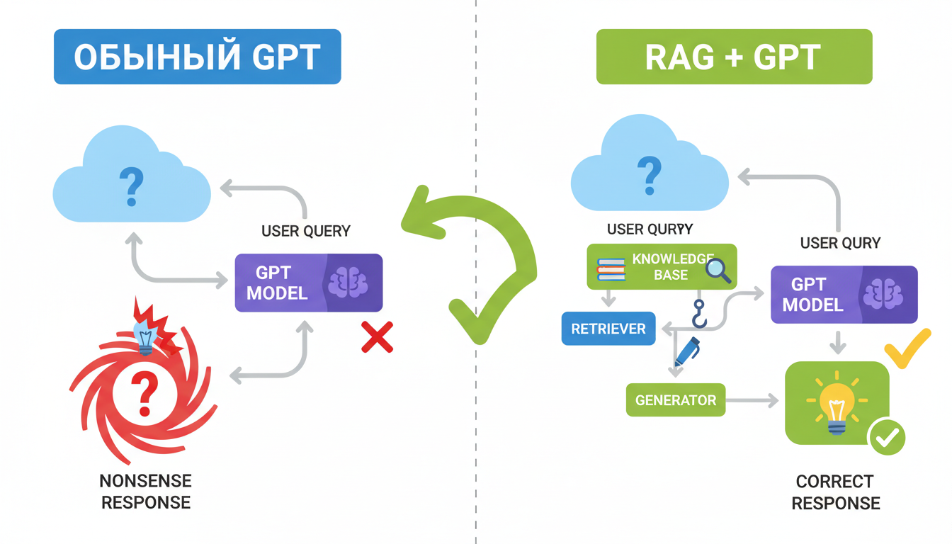 Инфографика: RAG vs обычный ChatGPT: почему ваш бот отвечает ерунду