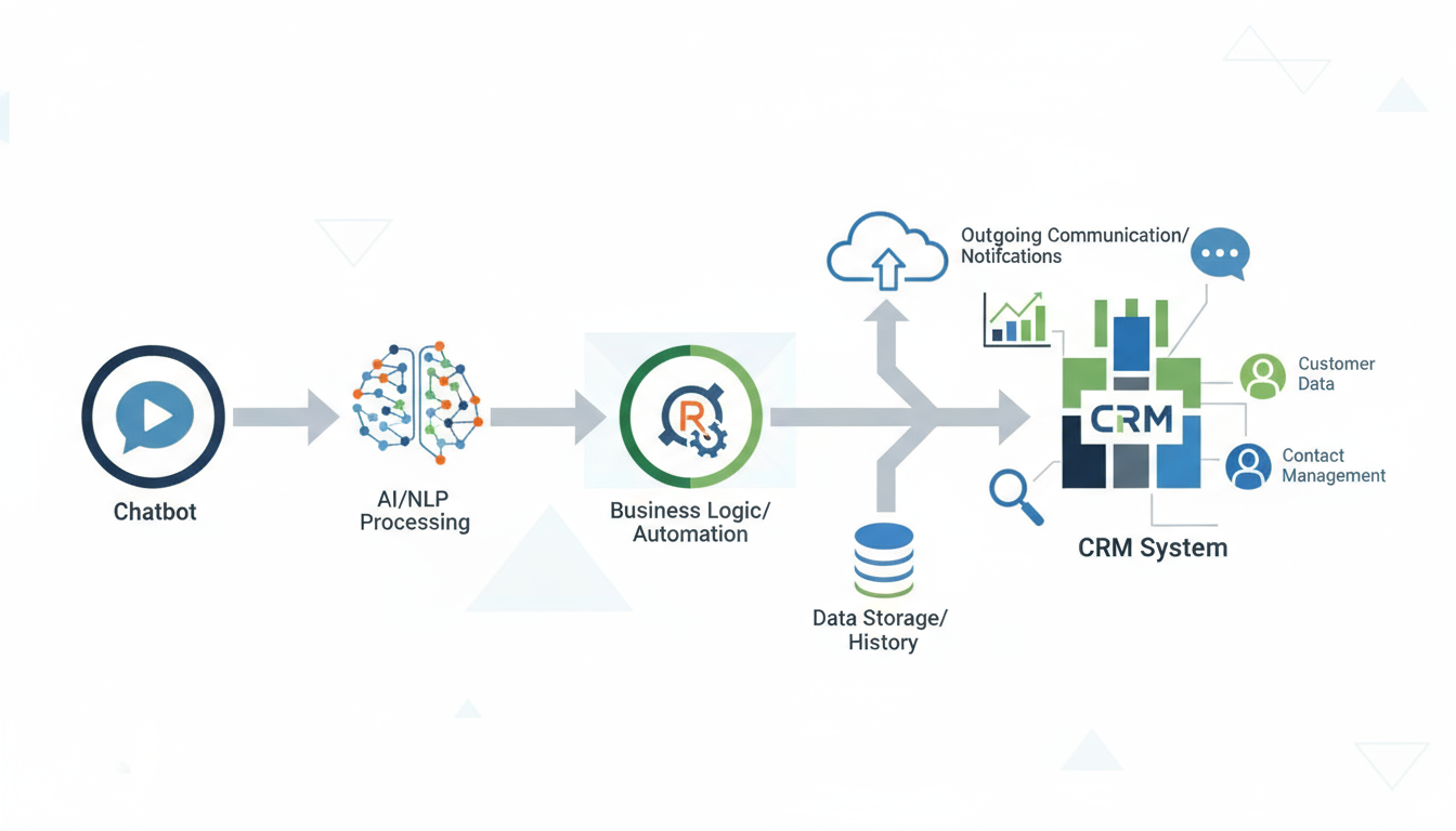 Иллюстрация к статье: Интеграция чат-ботов с CRM: полное руководство для бизнеса