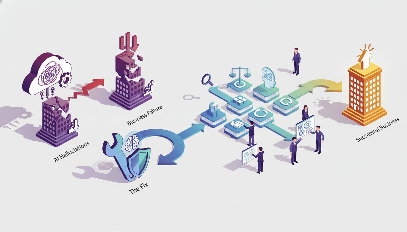 Иллюстрация к статье: AI галлюцинации убивают бизнес: как это починить