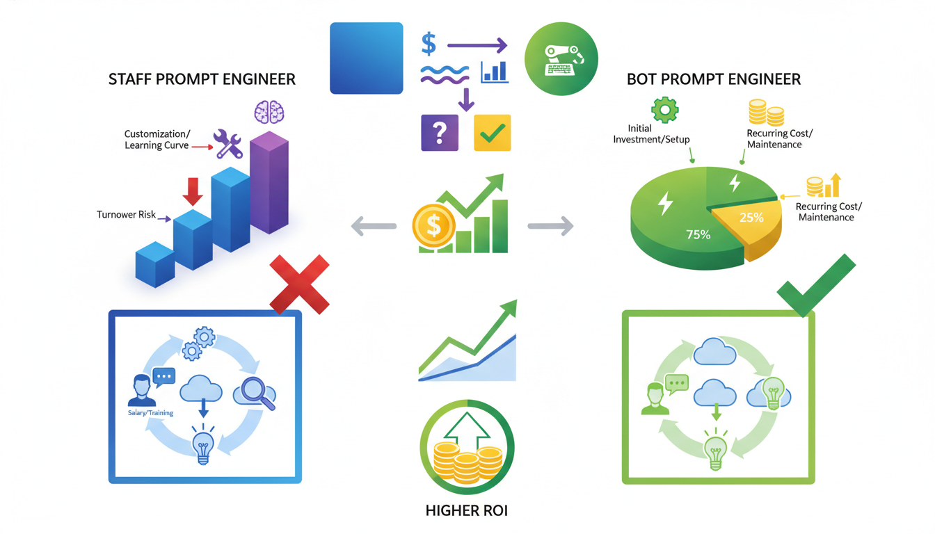 Инфографика: Prompt инженер в штат или бот? ROI сравнение